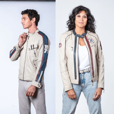 Veste cuir homme style biker vintage inspirée de Steve McQueen – collection 24H Le Mans